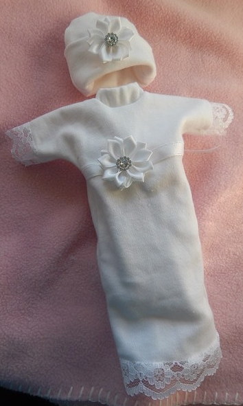 tiny baby burial gown clothes PRECIOUS GEM born 20 weeks shade is White